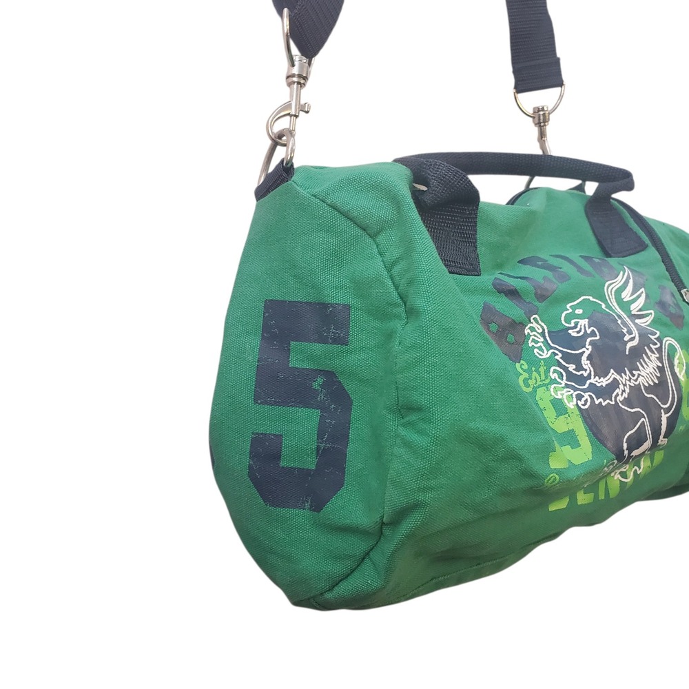 Tommy Hilfiger Denim Green Canvas Duffle Bag Griffin Crest 1985 Gym Travel Zip - Picture 3 of 14